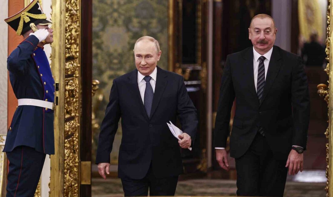 AZERBAYCAN CUMHURBAŞKANI İLHAM ALİYEV, MOSKOVA'DA RUSYA DEVLET BAŞKANI VLADİMİR PUTİN