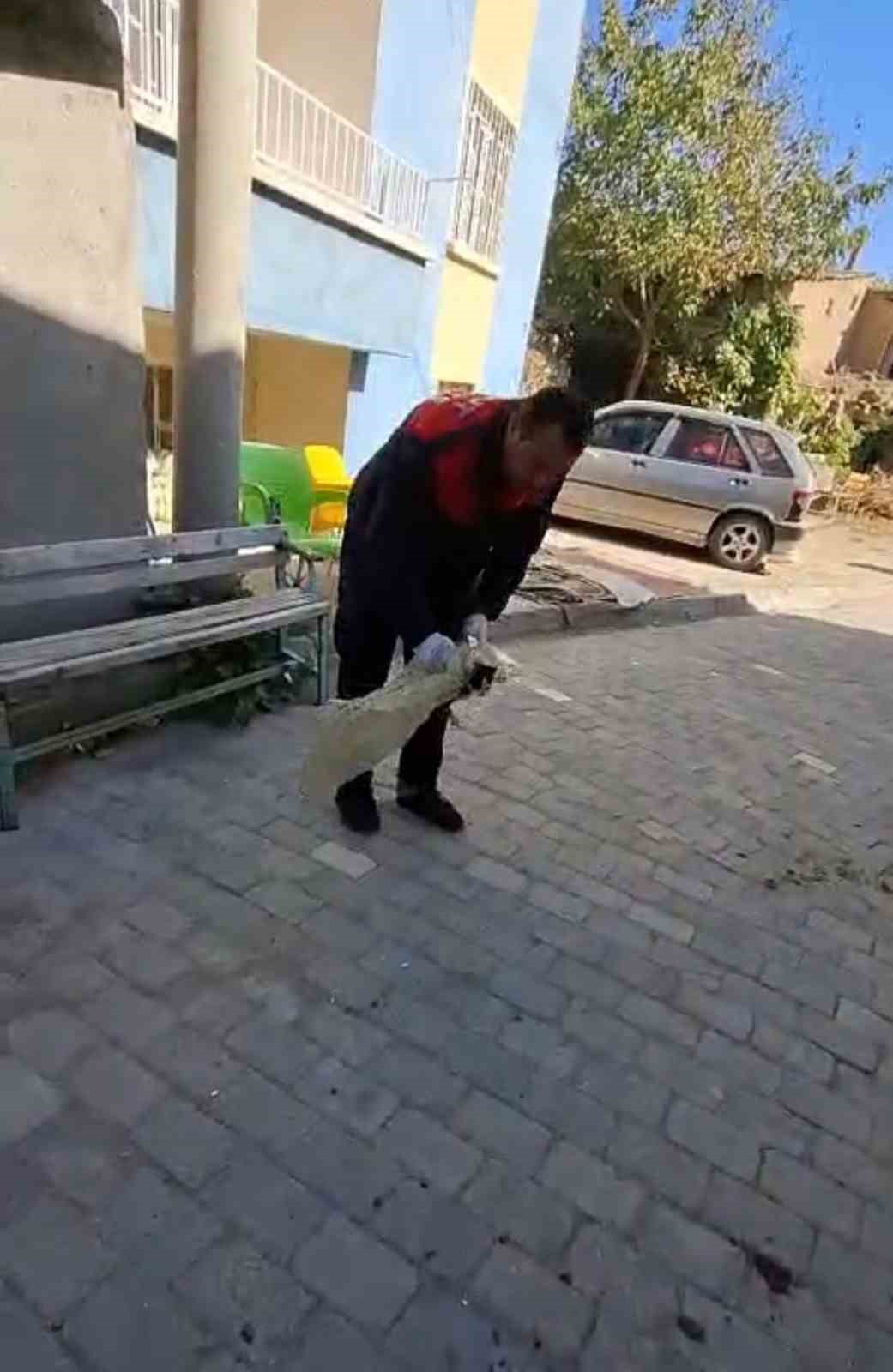 Afyonkarahisar’ın Şuhut ilçesinde bir apartmanın havalandırma boşluğuna düşen yavru kedi,