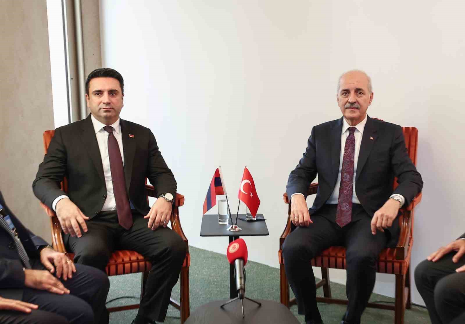 TBMM Başkanı Numan Kurtulmuş, Ermenistan Meclis Başkanı Alen Simonyan ile