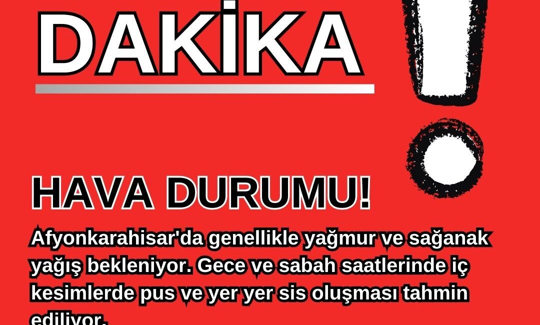 Afyonkarahisar’da Yağışlı Hava Etkili Olacak Meteoroloji Genel Müdürlüğü’nden alınan tahminlere göre, Afyonkarahisar’da bugün parçalı ve