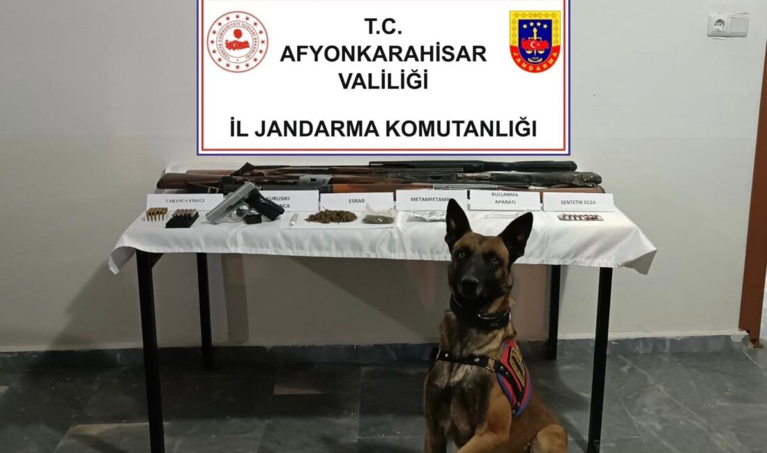 Afyonkarahisar’da jandarma ekipleri, araç içerisinde uyuşturucu madde kullandığı tespit edilen