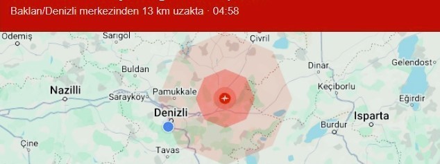 Denizli’de merkez üssü Baklan ilçesi olan 3.9 şiddetinde orta büyüklükte