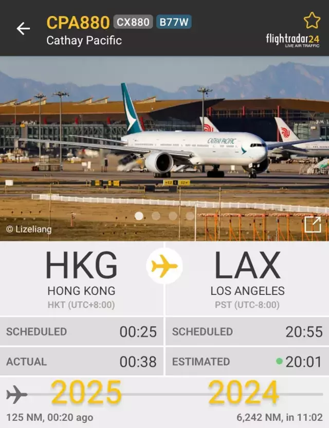2025'te Kalktı, 2024'te İndi: Hong Kong'dan Los Angeles'a İlginç Uçuş