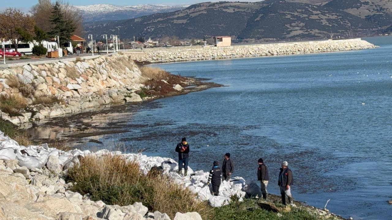 Eğirdir Gölü'nde alg patlaması ve kirliliği önlemek için yosun temizliği