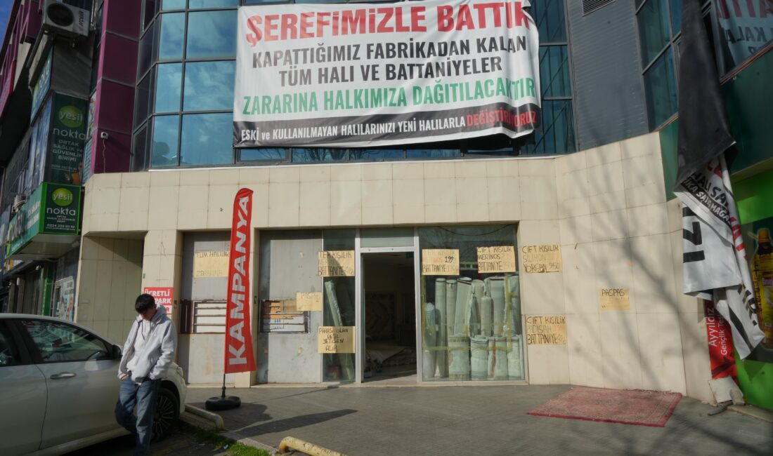 Gaziantep'de faaliyet gösteren bir halı fabrikası işlerin iyi olmaması sebebiyle
