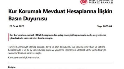 Merkez Bankası: “Döviz ve altın dönüşümlü kur korumalı mevduat ve
