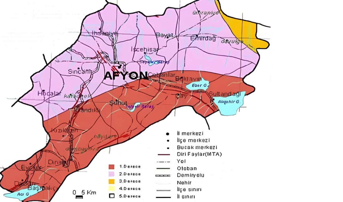 Afyon deprem risk haritası, 20 Ağustos’ta 3.2’lik meydana gelen ve