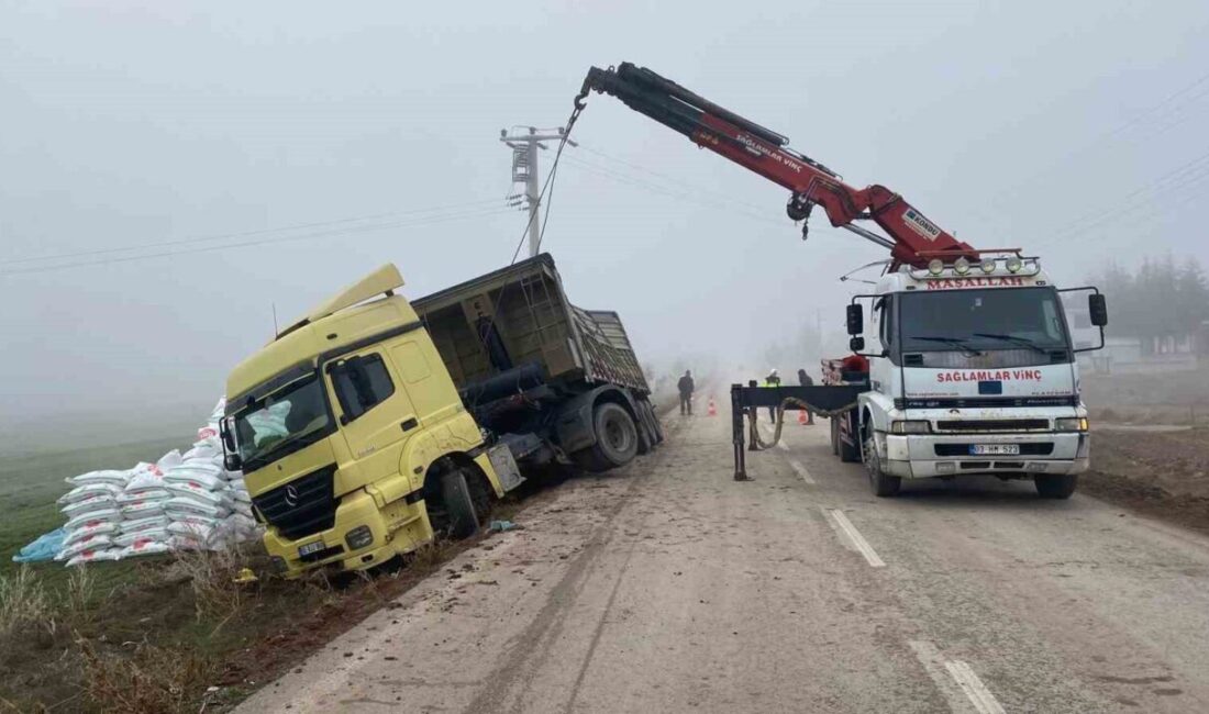 Afyonkarahisar’da gübre yüklü tır devrildi, sürücü yaralandı Afyonkarahisar’da gübre yüklü tırın şarampole devrilmesi sonucu meydana gelen kazada