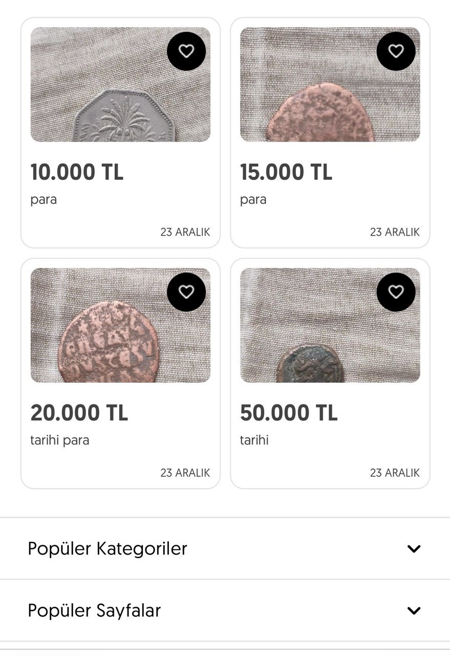 Bursa'nın İznik ilçesinden çıkarıldığı düşünülen 2000 yıllık sikkeler, internet üzerinden