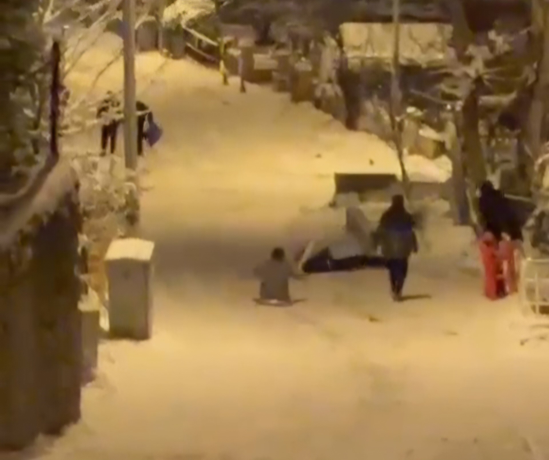  Bartın'da etkili olan kar yağışında tepsi ile kayan genç kız,