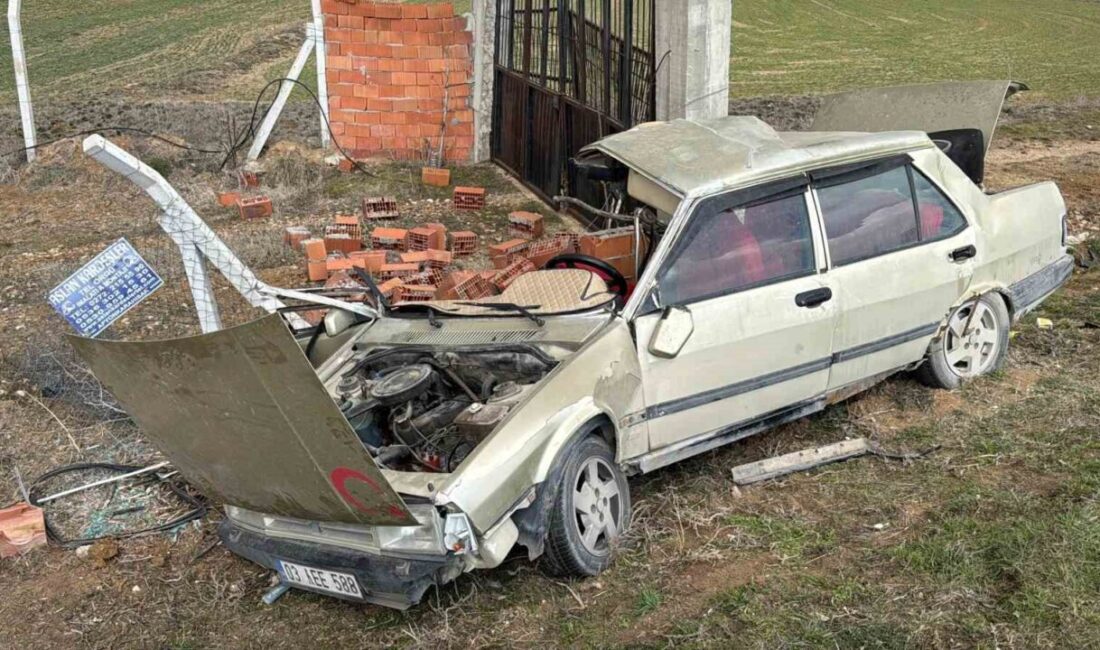 Afyonkarahisar’da kontrolden çıkan otomobilin beton direğe çarptığı kazada 1 kişi