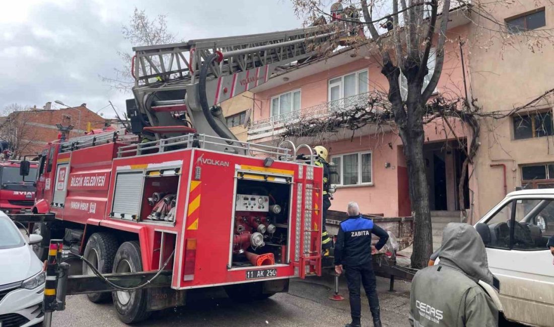 Bilecik’te 2 katlı bir evin bacasında çıkan yangın kısa sürede