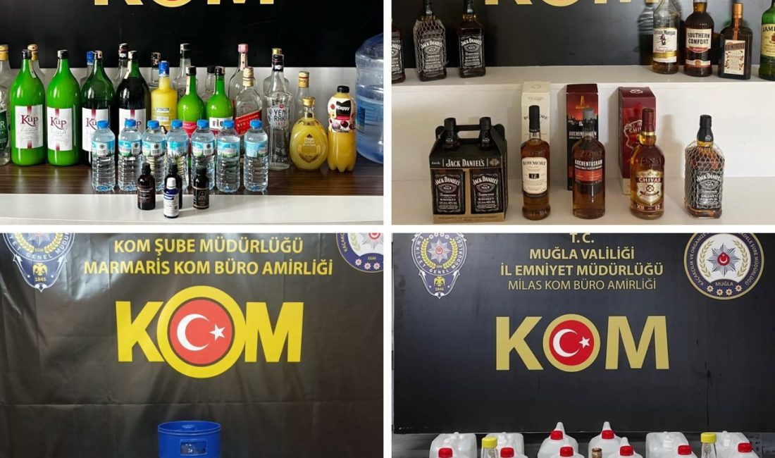 Muğla’nın Menteşe, Marmaris, Fethiye ve Milas ilçelerinde düzenlenen sahte içki