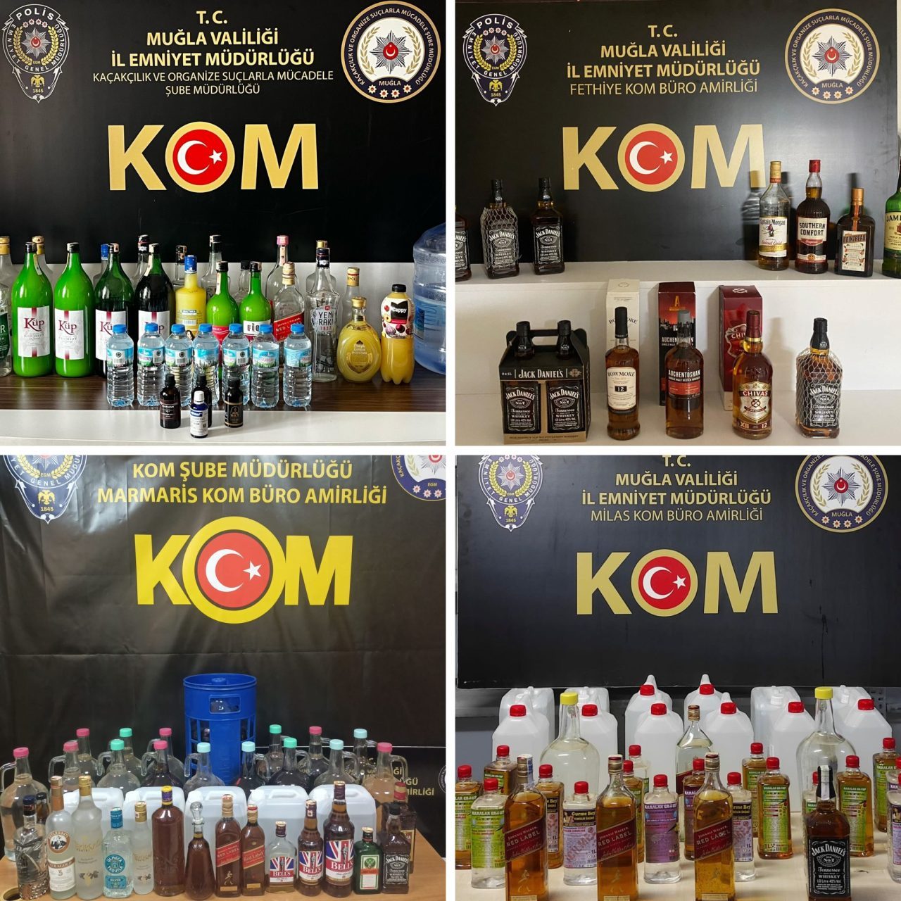 Muğla’nın Menteşe, Marmaris, Fethiye ve Milas ilçelerinde düzenlenen sahte içki