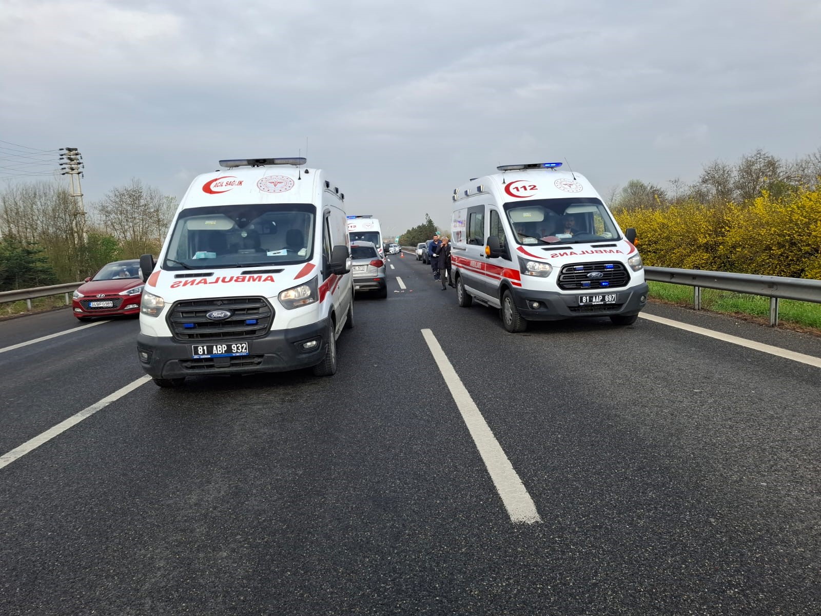  Anadolu Otoyolu Düzce kesiminde sabah saatlerinde meydana gelen trafik kazasında