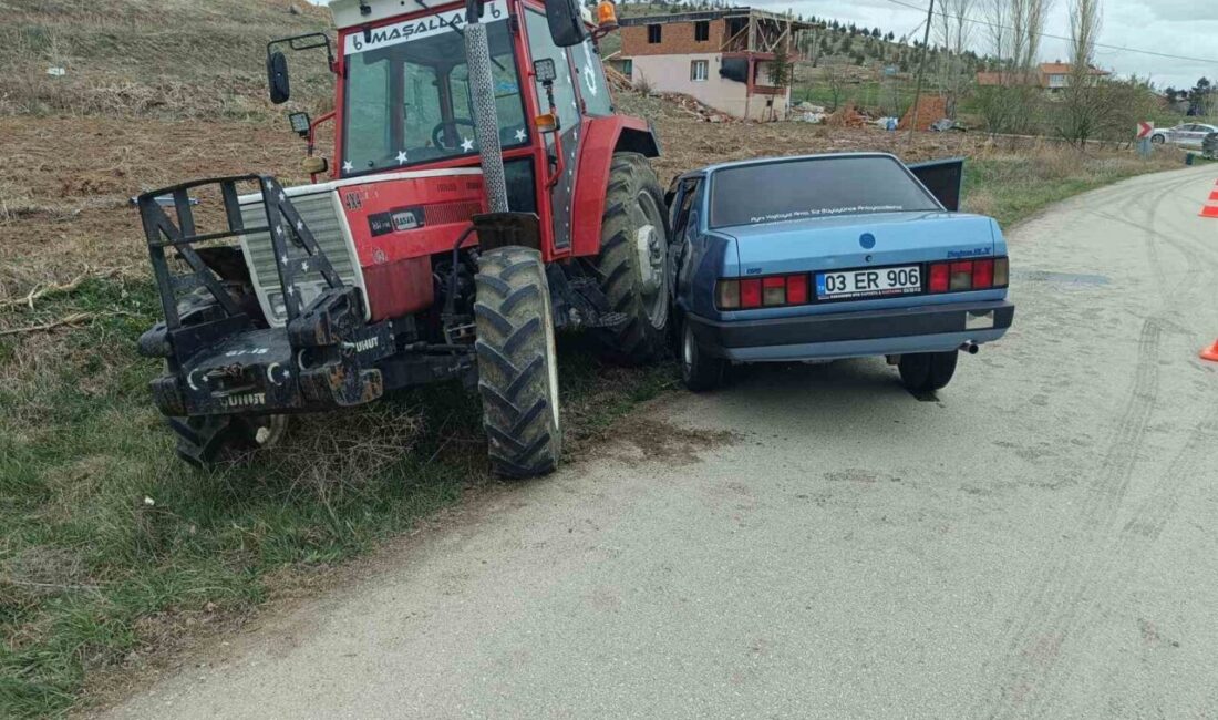 Otomobilin traktöre çarptığı kazada 3 kişi yaralandı Afyonkarahisar’da otomobilin traktöre çarpması sonucu meydana gelen trafik kazasında 3