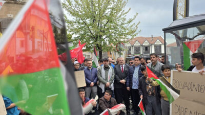 Afyonkarahisar’ın Bolvadin ilçesinde Filistin halkına destek vermek için sivil toplum