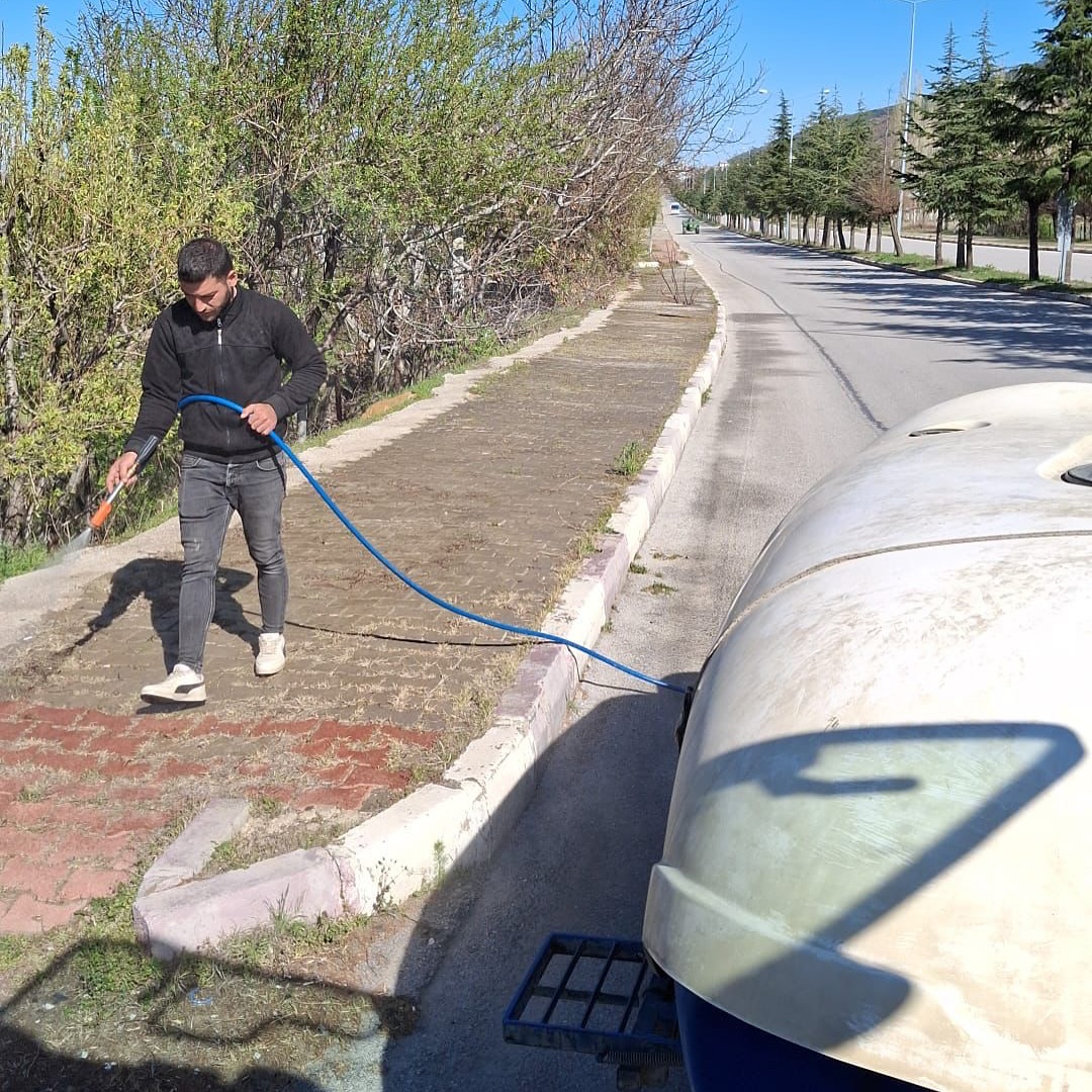 Afyonkarahisar’ın Çay ilçesinde tüm cadde ve sokaklarında yabani otlarla mücadele