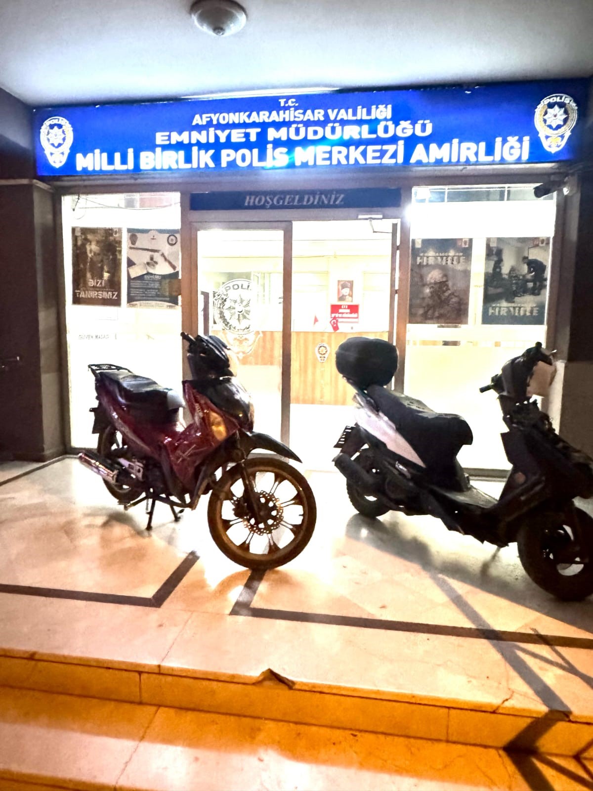 Afyonkarahisar’da 2 gün önce çalınan motosikletler, gece bekçilerinin dikkati ve