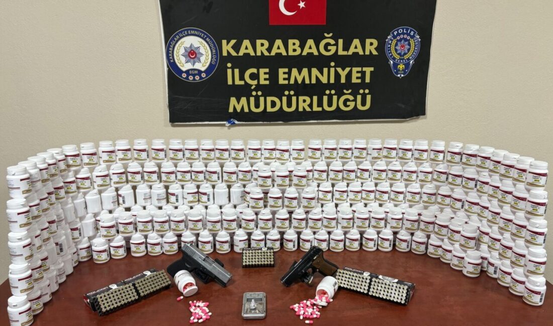 İzmir’in Karabağlar ilçesinde 13 bin 776 sentetik ecza hap ele