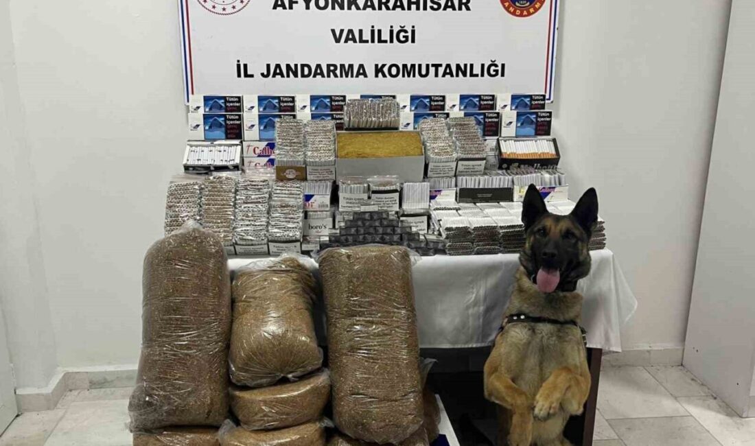 Afyonkarahisar’da jandarma tarafından bir iş yerine yapılan baskında 15 bin