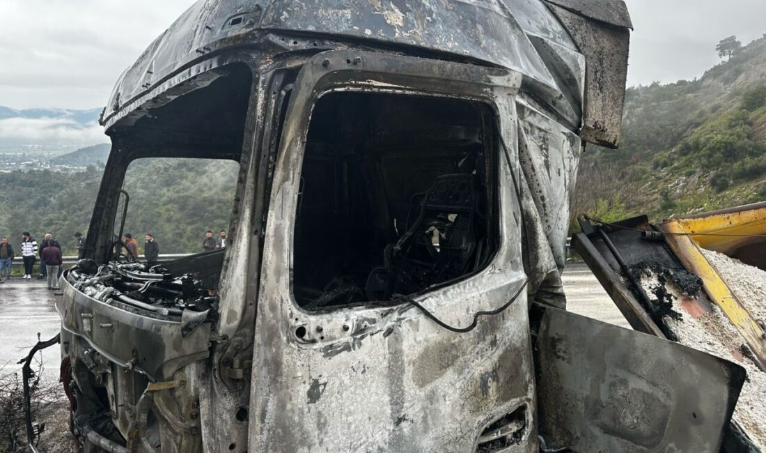 Muğla'nın Milas ilçesinde kaza yaparak yanan tır sürücüsü hayatını kaybetti.