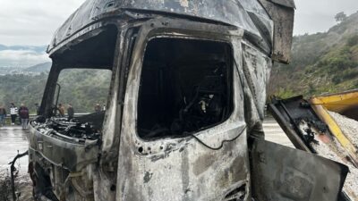 Muğla'nın Milas ilçesinde kaza yaparak yanan tır sürücüsü hayatını kaybetti.