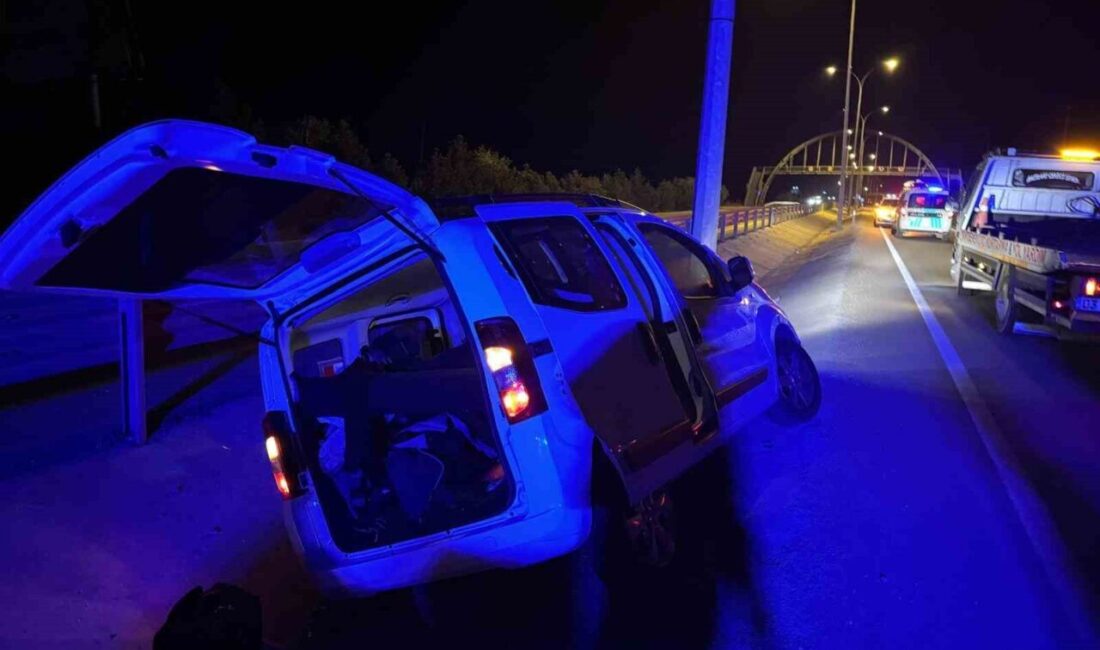Afyonkarahisar’ın Sandıklı ilçesinde kontrolden çıkarak orta refüje giren hafif ticari