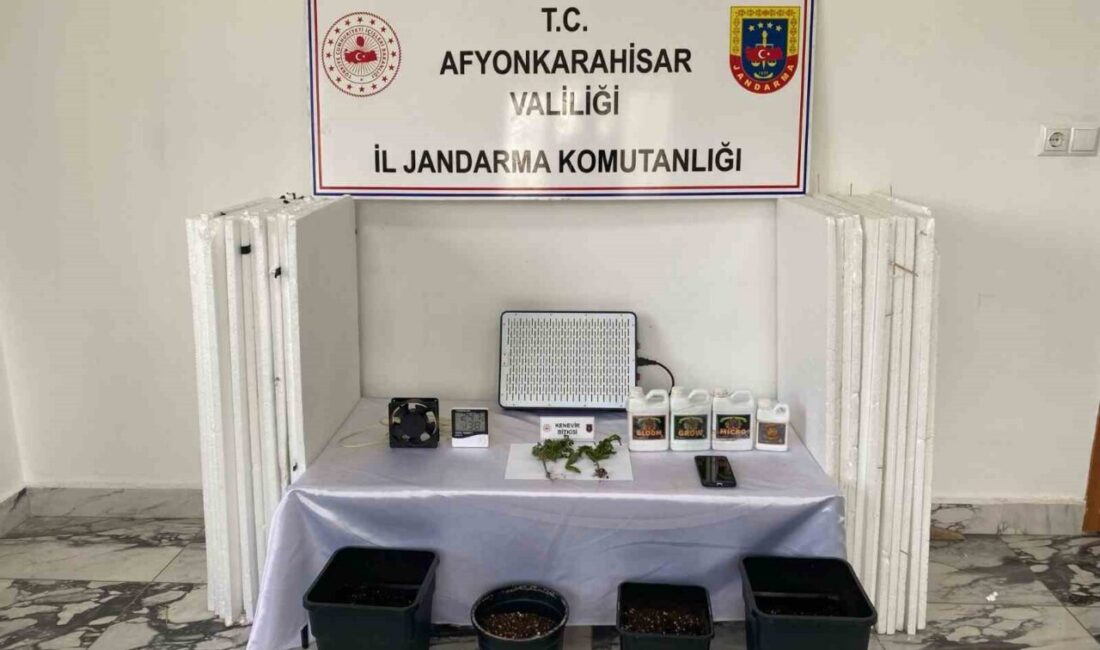 Afyonkarahisar’da evine kurduğu iklimlendirme sistemi ile uyuşturucu eken bir şahıs