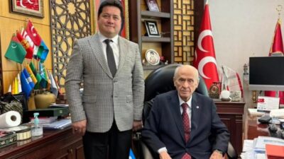 Kendisini ziyaret eden Bolvadin Belediye Başkanı Derviş Aynacı’dan övgüyle bahseden