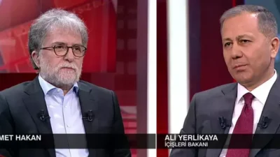 İçişleri Bakanı Ali Yerlikaya, CNN Türk ekranlarında Ahmet Hakan’ın sunduğu