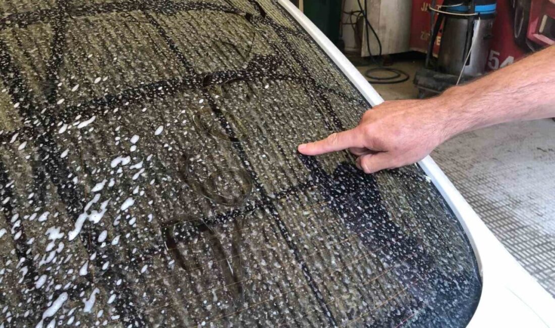 Eskişehir’de taşınılan toz yüzünden otomobiller çamurla kaplandı.