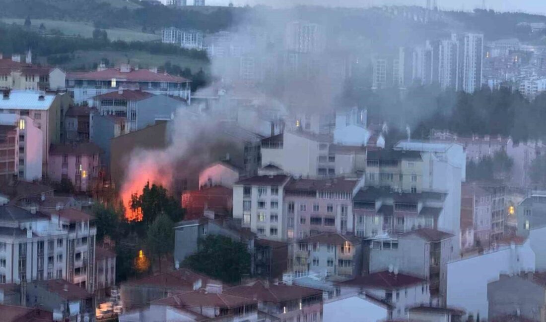 Bilecik’te metruk binada çıkan yangında dumanlar gökyüzünü kaplarken, korku dolu