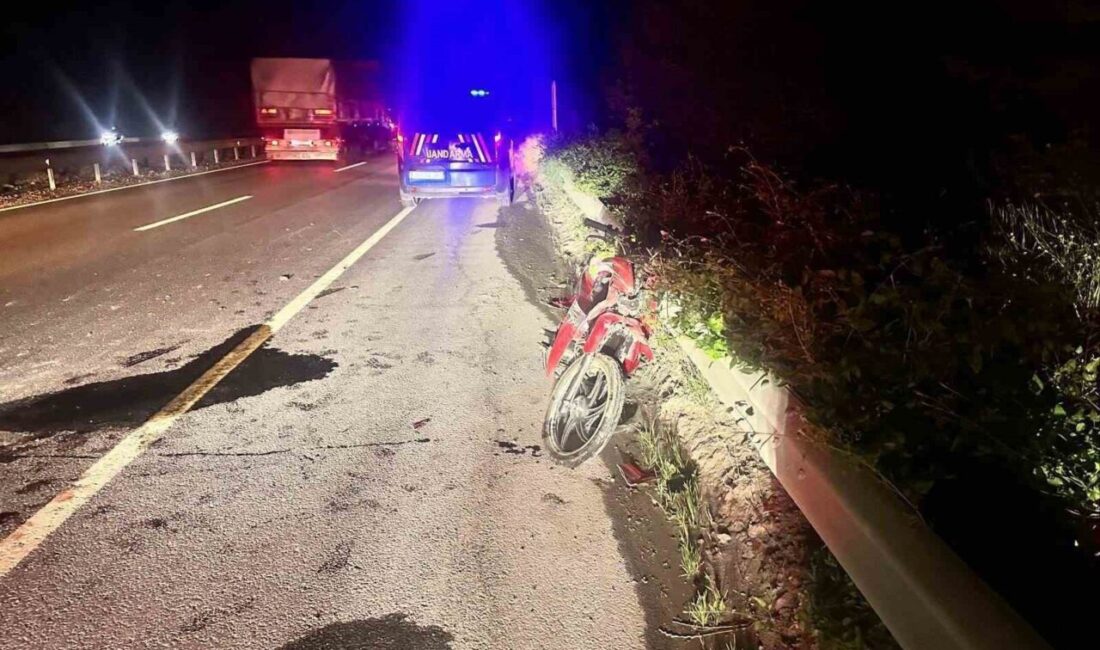 Bilecik’te seyir halinde kontrolden çıkan motosiklet yol kenarında bulunan refüje