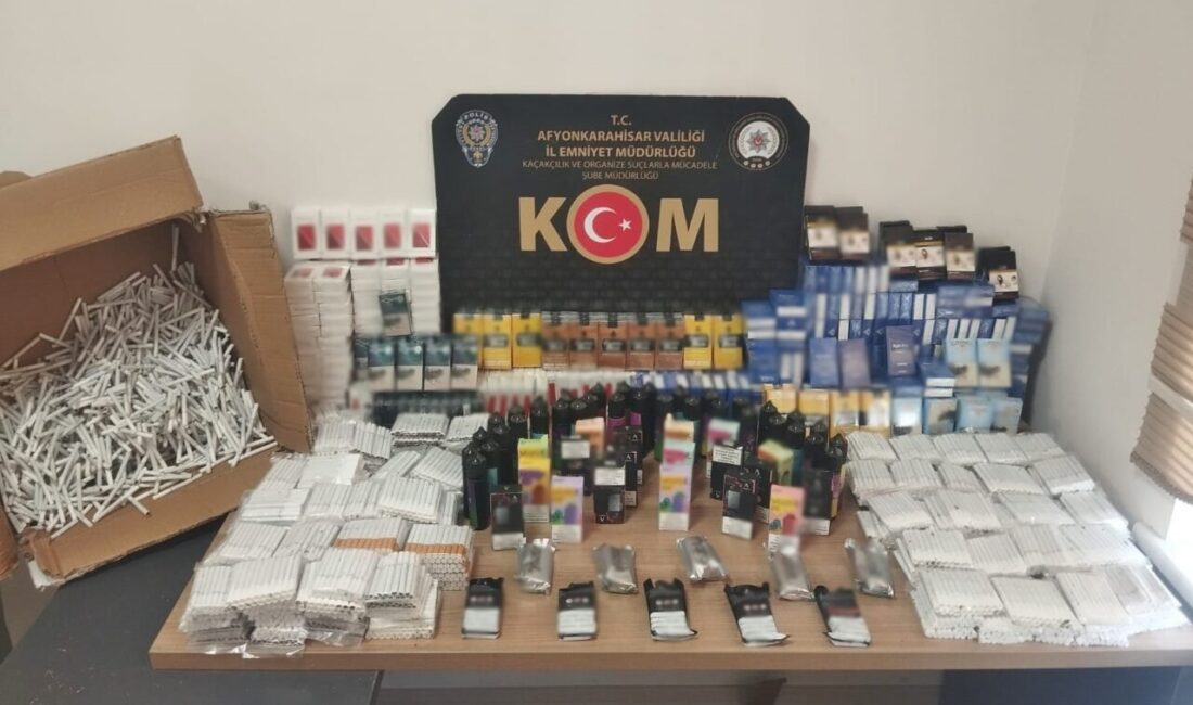 Afyonkarahisar’da polis tarafından iki iş yerine yapılan baskında 13 bine