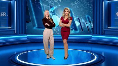 Yaşar Üniversitesi’nde geliştirilen yapay zeka haber spikeri AIsu Bilge, öğrencilerle