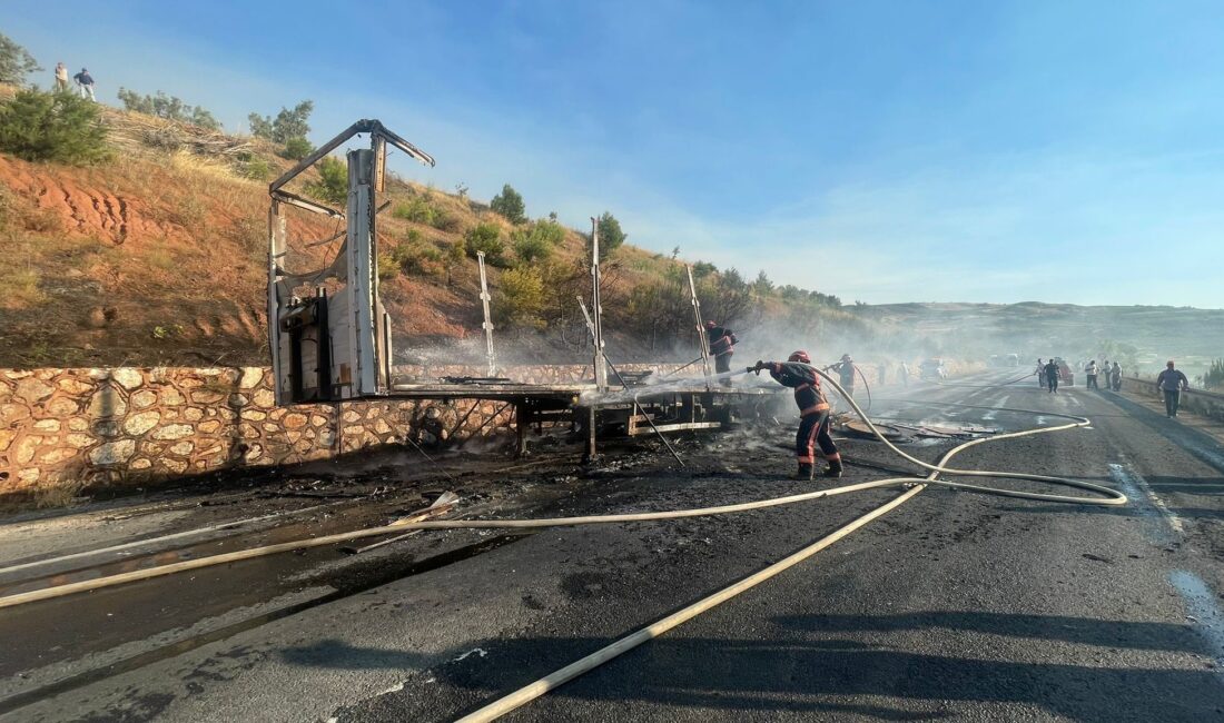 Bilecik'in Osmaneli ilçesinde, seyir halindeki yabancı plakalı bir tırın sunta