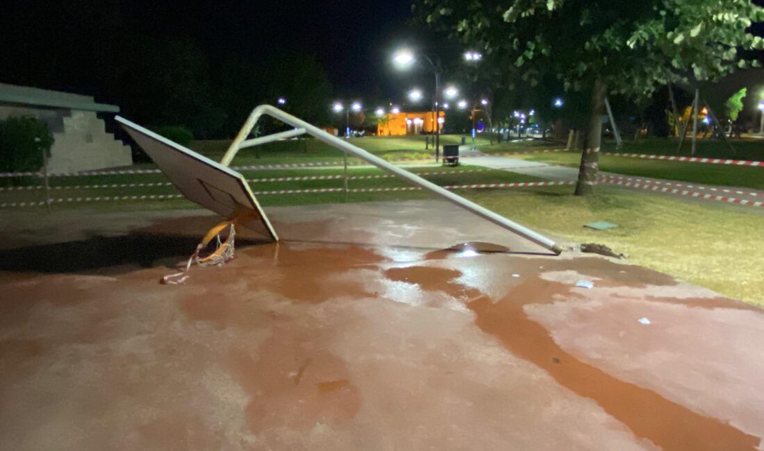 Kocaeli'nin İzmit ilçesindeki bir parkta, bakımsız olduğu iddia edilen basketbol