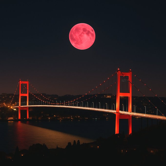 Bu gece, 18 yıl aradan sonra ayın pembemsi tonlarda parıldadığı