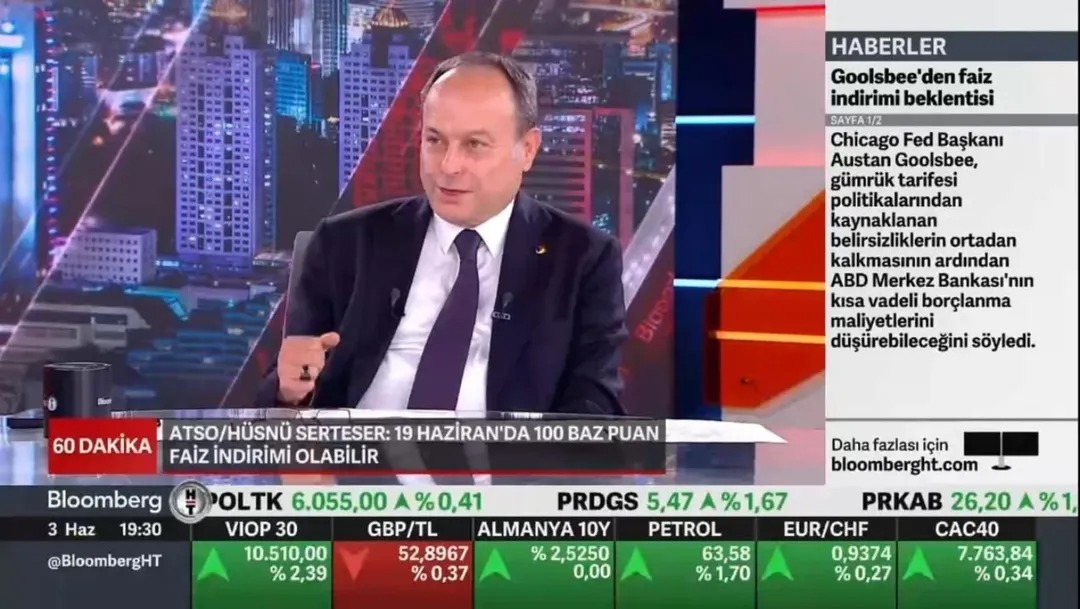Afyonkarahisar Ticaret ve Sanayi Odası Başkanı Hüsnü Serteser, Bloomberg HT