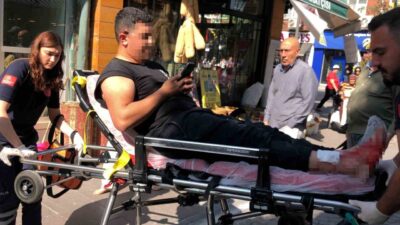 Eskişehir’de tadilat çalışmaları sırasında iskeleden düşerek bacağından yaralanan adam hastaneye