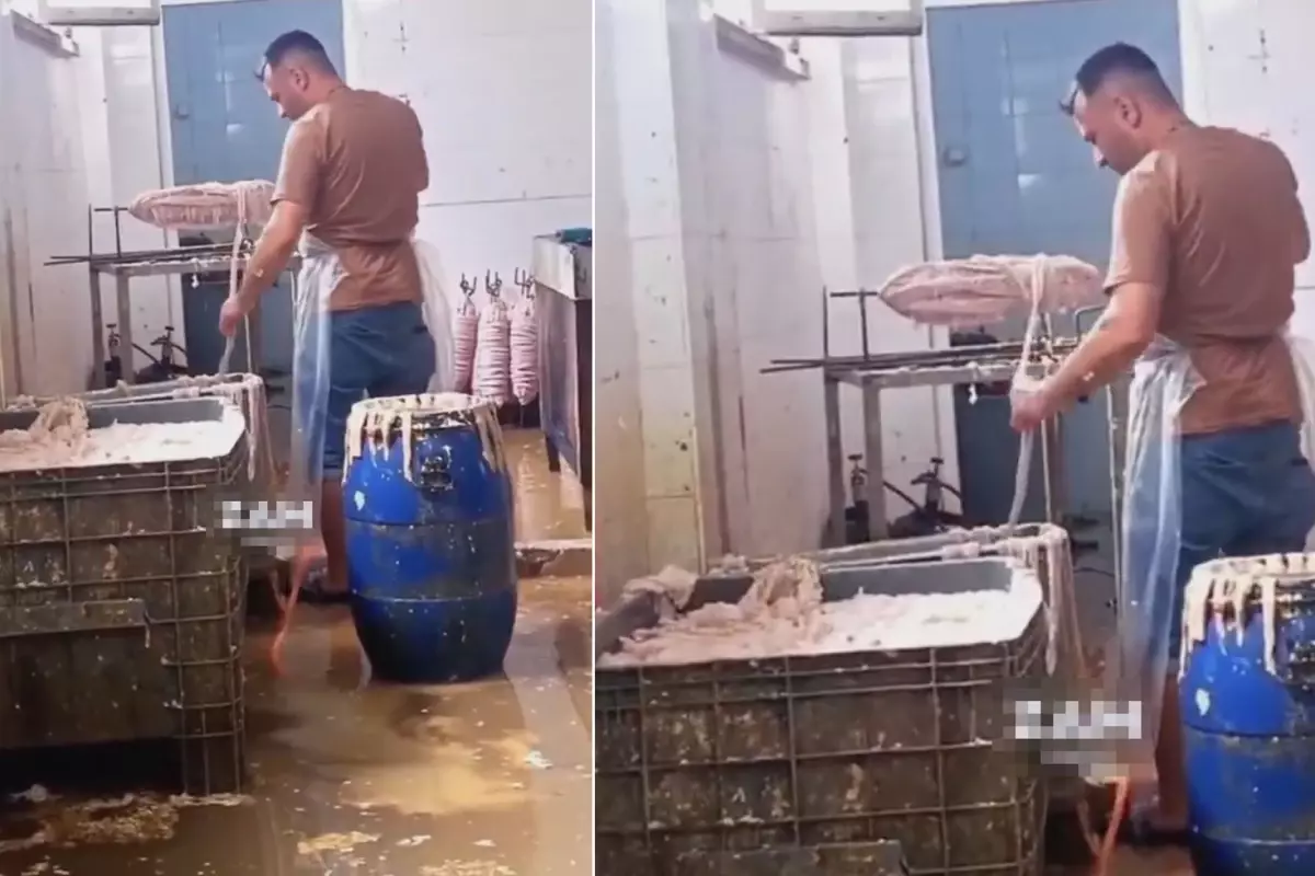 Bir kokoreç imalathanesinde çekilen görüntüler mide bulandırdı. Görüntülerde kokoreç sarılan