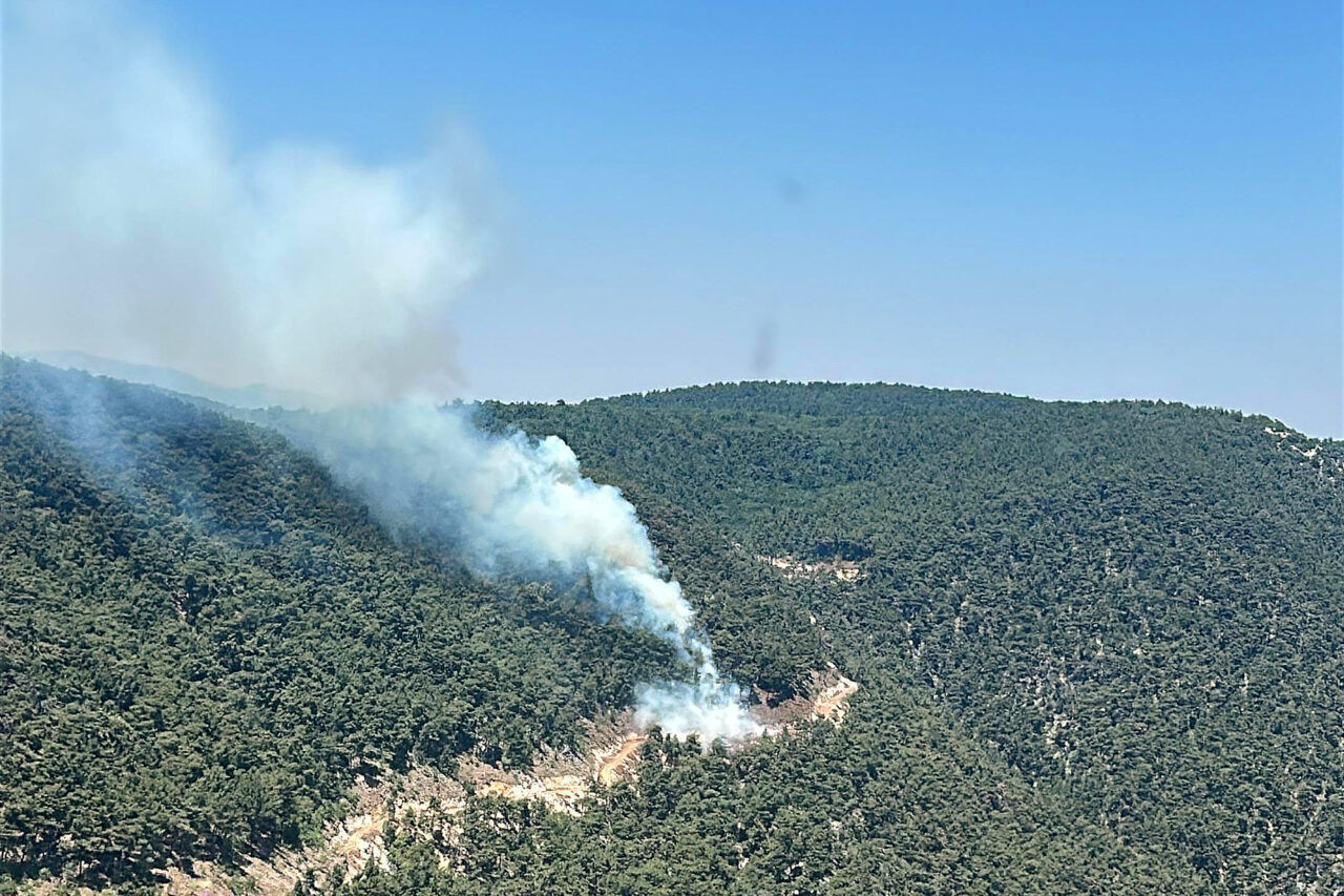Manisa’nın Yunusemre ilçesinde başlayan orman yangınına havadan ve karadan müdahale