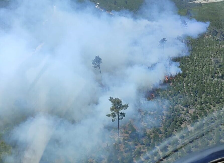 Manisa'nın Soma ilçesinde çıkan orman yangınına, havadan ve karadan müdahale