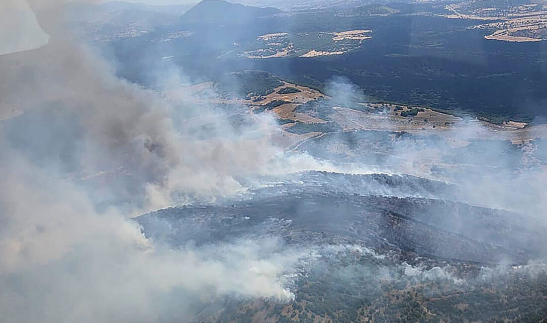  Manisa'nın Kula ilçesinde çıkan orman yangınına ekipler havadan ve karadan