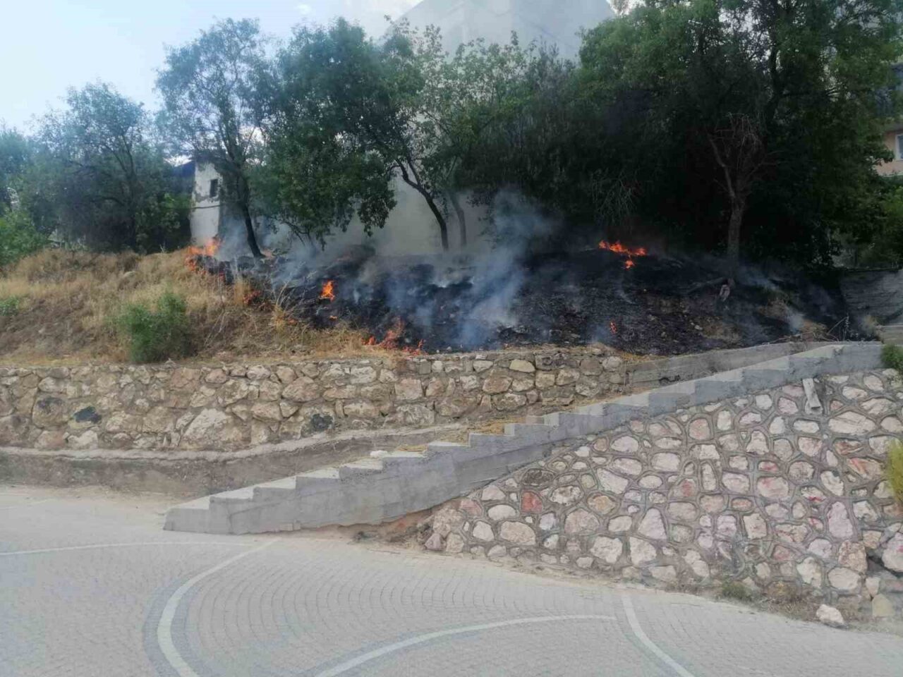 Bilecik’te otluk alanda sigara içen çocuklar yangın çıkarırınca olay yerinden