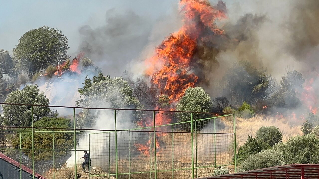 Aydın'ın Söke ve Nazilli ilçelerinde tarım alanında çıkan yangınlar söndürülmeye
