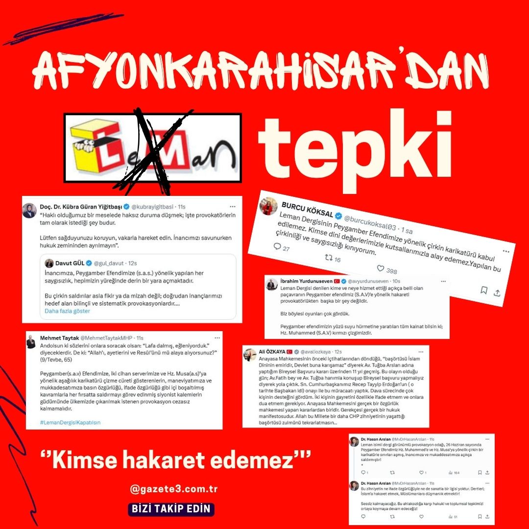 Afyonkarahisar’da bürokrat ve siyasiler, Leman Dergisi’nin Peygamber Efendimize yönelik çirkin