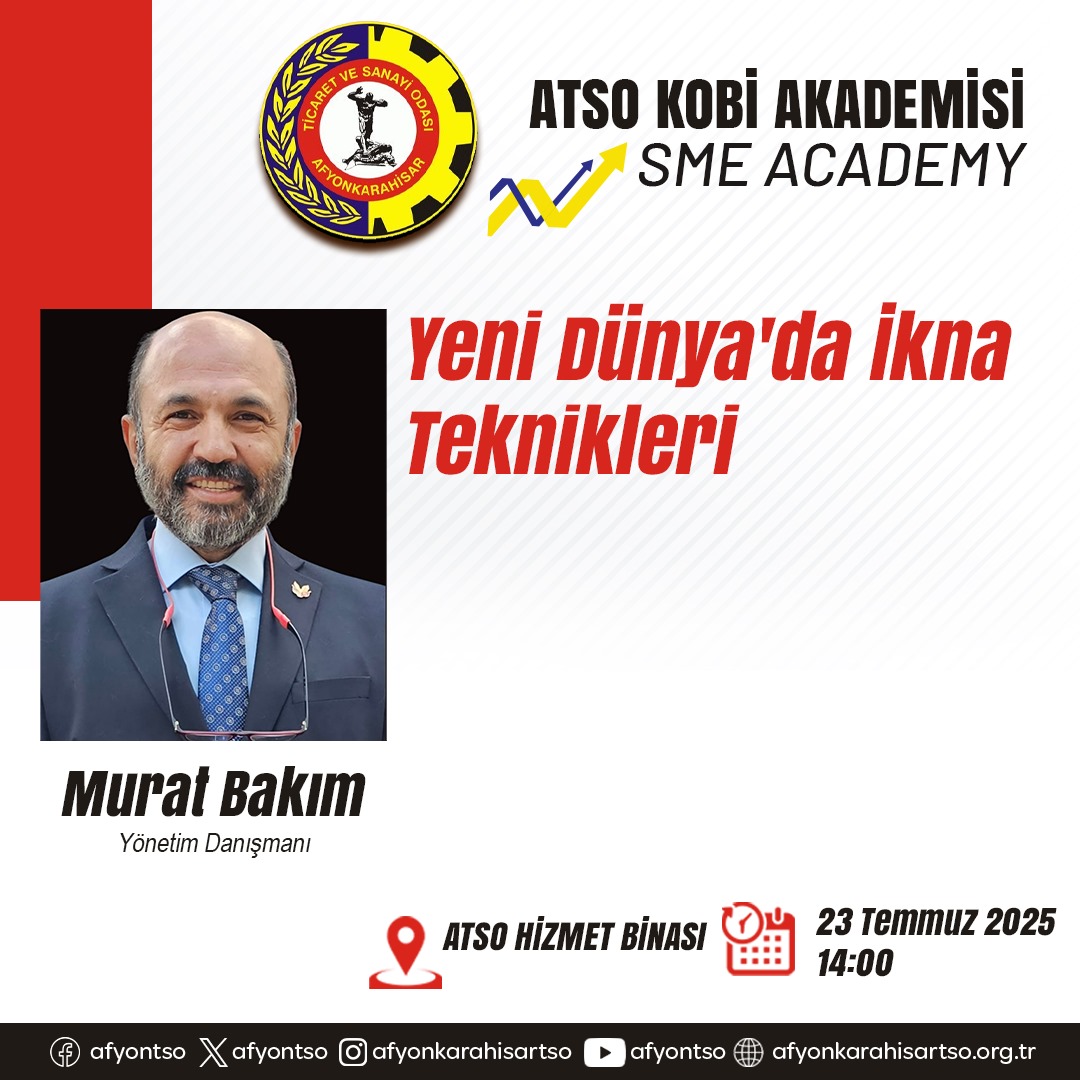 Afyonkarahisar Ticaret ve Sanayi Odası (ATSO) KOBİ Akademisi eğitim takvimi