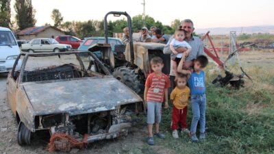 Amasya'da yaşanan elim bir yangın faciasında, dört torunuyla birlikte yaşayan